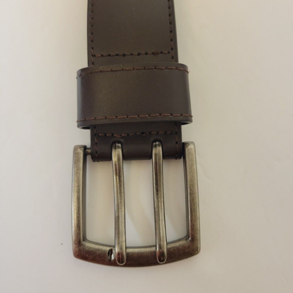Genuine Leather King Size 56/58 Brown Double Prong Mens Belt - Picture 5 of 10
